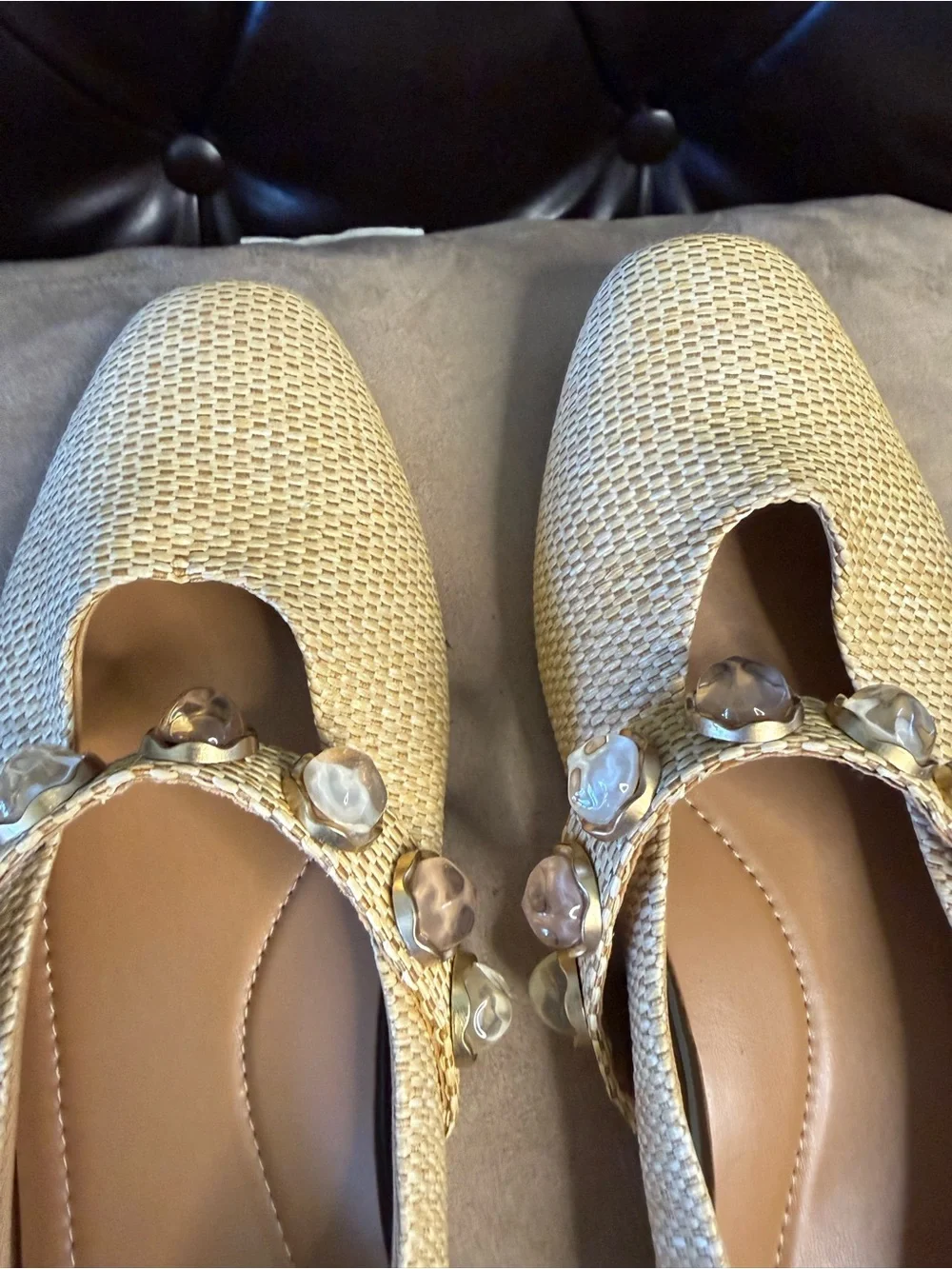 DV DOLCE VITA Mission Jewel Raffia Mary Jane Flats - Size 8
